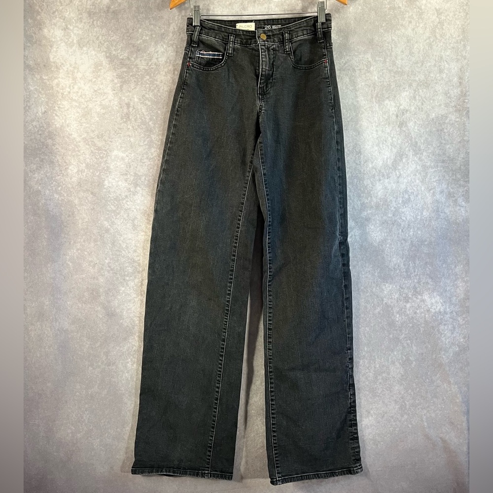 Anthropologie Pilcro Jeans Women 26 Black Skipper High Rise Crop Wide Leg Denim
